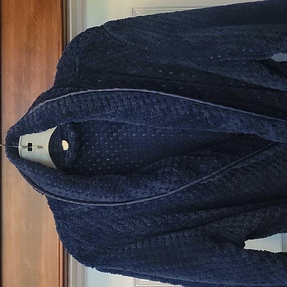 Sleepwear Blue Textured Fleece Maxi Bathrobe S/M